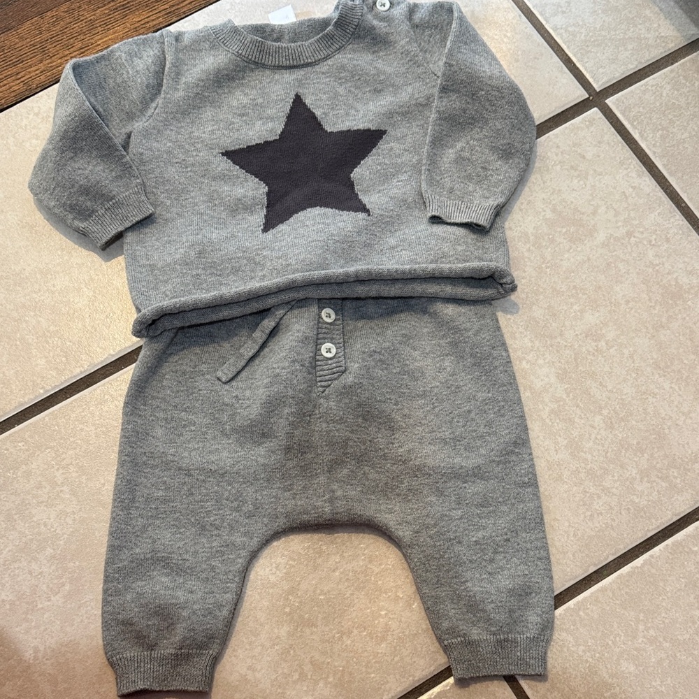 Baby Gray Star Sweater and Pants Set